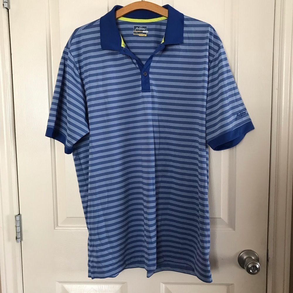 Jack Nicklaus Polo Golf Shirt Blue Stripe Size XL